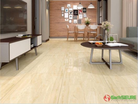 Phối cảnh gạch ốp lát cấp 60x120 catalan 1203 vân đá vàng kem