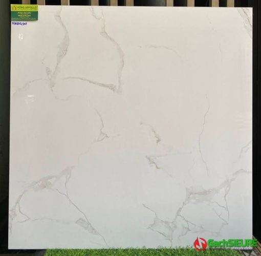 Gạch lát nền phòng khách 800×800 bóng kiếng trắng mây đẹp