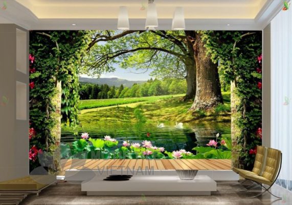Trang trí phòng khách thêm sang trọng nhờ gạch tranh trang trí
