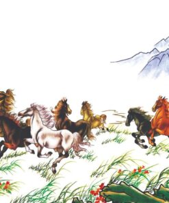 Gạch tranh 3d phong cảnh bát mã truy phong dán tường đẹp 21