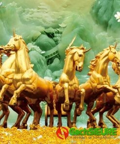 Gạch tranh dán tường 3d ngựa vàng đẹp 29