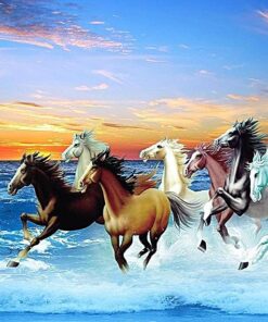 Gạch tranh ngựa 5d trang trí nhũ kim tuyến phủ kính bền đẹp 7