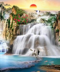 Gạch tranh thác nước chảy từ trên núi cảnh tự nhiên đẹp 115