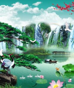 Bức tranh gạch 3d có phong cảnh đẹp nhất gạch dán tường phòng khách trang trí 94