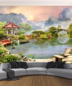 Bức tranh gạch 3d dán tường họa tiết phong cảnh đẹp 111