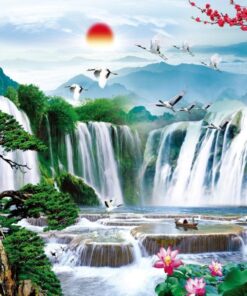 Gạch tranh sơn thủy hữu tình tranh 3d cao cấp đẹp 103