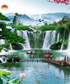 Tranh gạch thác nước phong cảnh đẹp cao cấp 124