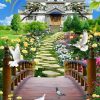 Bức gạch tranh phong cảnh nhà biệt thự chim bồ câu đẹp nổi bật 183