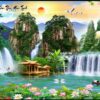 Gạch tranh 3d dán tường phong cảnh sơn thủy hữu tình giá bao nhiêu 160