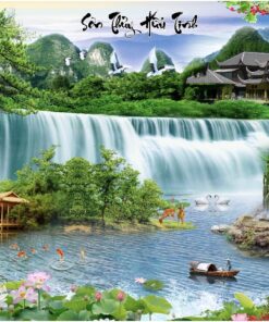 Gạch tranh đá phong cảnh sơn thủy hữu tình tranh trang trí 145