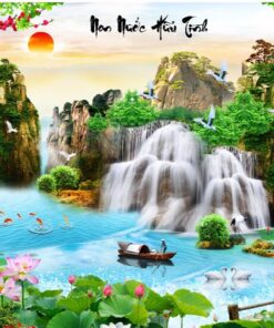 Gạch tranh dán tường cảnh non nước hữu tình cảnh tự nhiên đẹp 155
