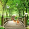 Gạch tranh phong cảnh những chú hươu sao giữa rừng cây 173