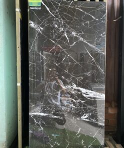 Gạch khổ lớn 60×120 ốp mặt tiền đen vân trắng tia chớp siêu bóng cao cấp