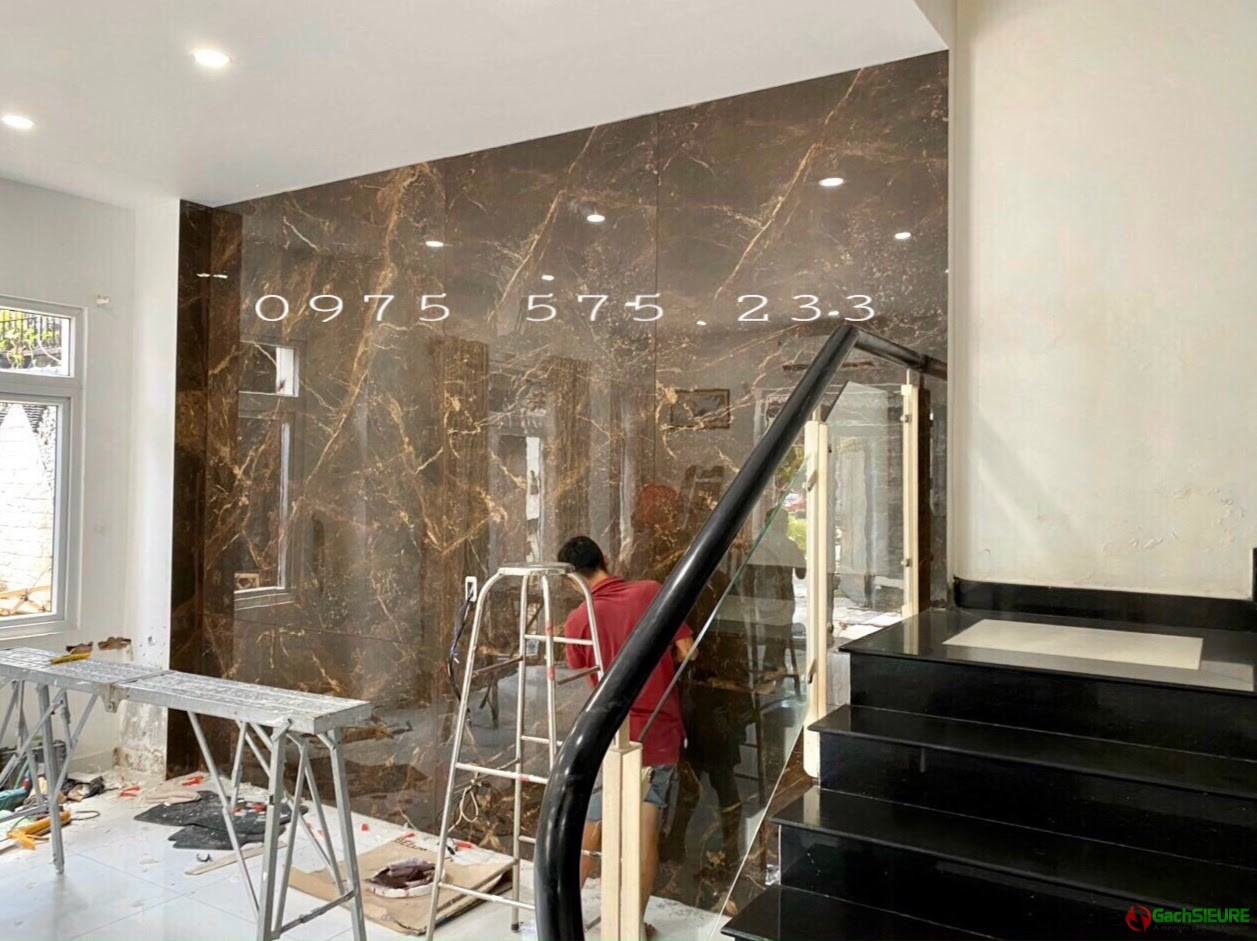 Kho gạch ấn độ 120x240 vân đá nâu siêu bóng cao cấp tại bình chánh