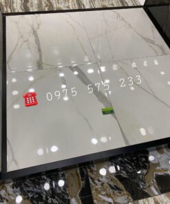 Gạch lát phòng khách đẹp 80×80 ấn độ trắng vân khói