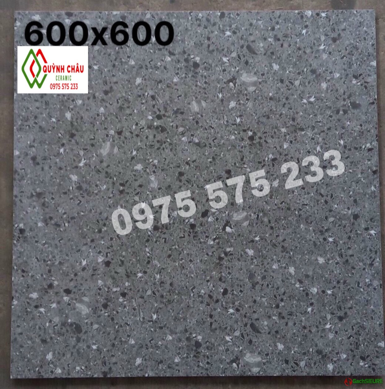 Gạch mờ terrazzo vân đá xám 60×60 đẹp