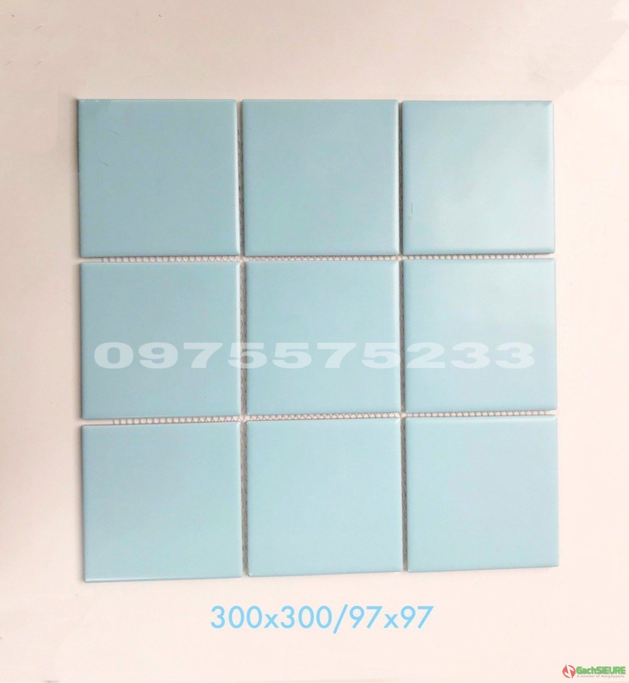 Gạch mosaic xanh nhạt 30x30 gốm men sứ hd