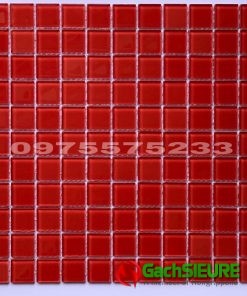 Mosaic màu đỏ trơn thủy tinh 30×30 giá rẻ hd