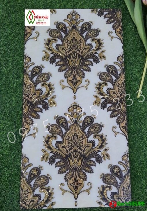 Những mẫu gạch 30×60 điểm ốp tường nhũ vàng hoa văn đẹp pt