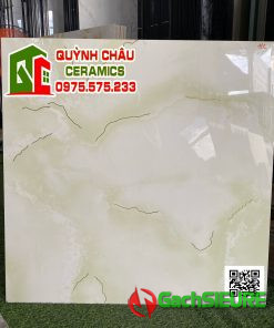 Gạch lát nền khắc kim 80×80 vân xanh bóng kiếng