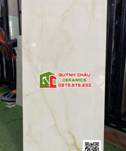 Gạch ốp lát 60×120 vân đá onyx màu kem bóng ấn độ