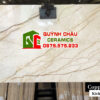 Đá gạch siêu dày 120×240 màu kem nhẹ vân vàng bóng kiếng
