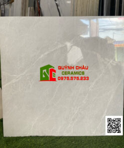 Gạch 80×80 lát nền phòng khách đá xám vân trắng đẹp bóng kiếng thạch bàn