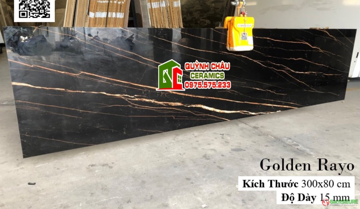 Gạch đá đen bóng vân vàng 80×300 ấn độ