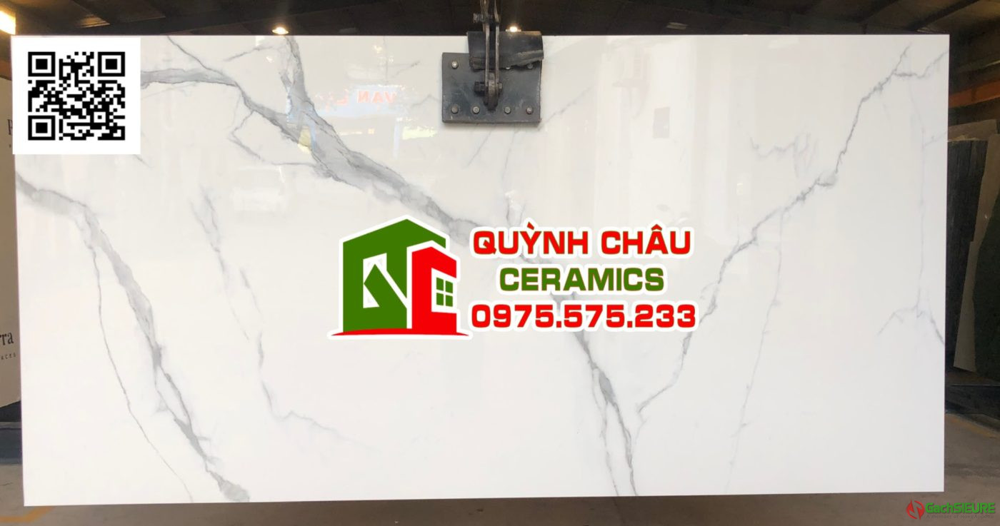 Gạch đá khổ lớn ấn độ 120x240 trắng sứ vân mây xám khói
