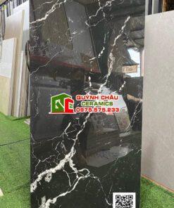 Gạch đen tia sét vân trắng đẹp 60×120 siêu bóng