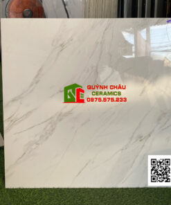 Gạch lát nền 80×80 đá trắng vân xám đẹp bóng kiếng thạch bàn