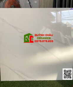 Gạch lát nền 80×80 trắng vân khói bóng kiếng thạch bàn