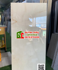 Gạch ấn độ 60×120 Antisky Crema bóng kiếng màu kem