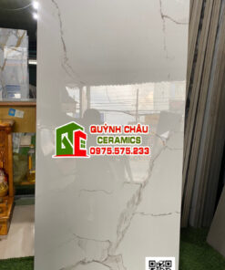 Gạch ấn độ 60×120 Classic Statuario Glossy trắng vân