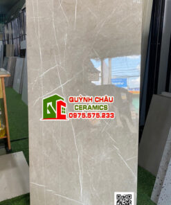 Gạch ấn độ 60×120 Pisa Grey Glossy bóng xám vân trắng