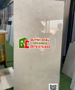 Gạch ấn độ 60×120 vân đá xám bóng Barcelona Bianco
