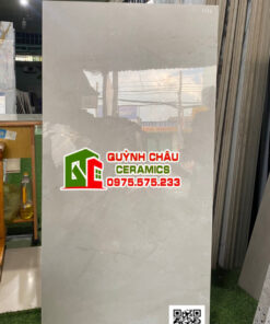 Gạch ấn độ bóng 60×120 Barcelona Bianco màu xám nhạt