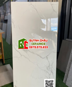 Gạch đá bóng trắng vân 60×120 ấn độ Staturio Glossy