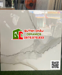 Gạch ấn độ 80×80 Calcutta Nueva đá trắng vệt xám lớn