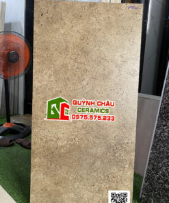 Gạch terrazzo màu nâu vàng 60×120 matt carving