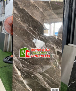 Gạch trung quốc 60×120 nâu vân đá bóng đồng chất