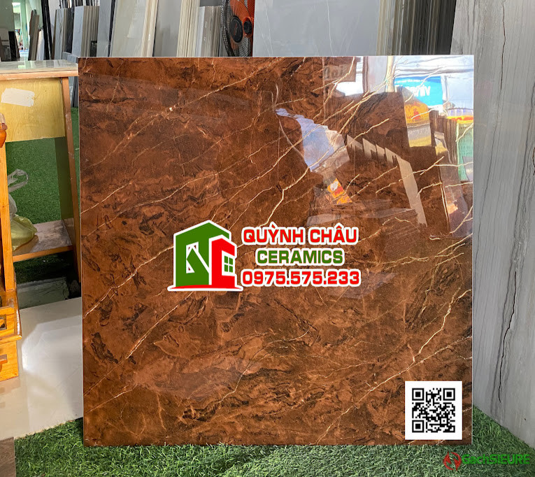 Gạch đồng chất 80x80 trung quốc bóng nâu vàng khắc kim sang trọng