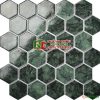 Gạch mosaic lục giác vỉ màu xanh rêu bóng mờ