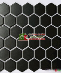 Gạch mosaic vỉ lục giác màu đen mờ