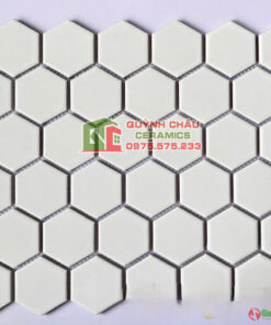 Gạch mosaic vỉ lục giác màu trắng mờ