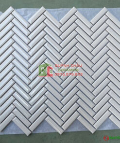 Gạch mosaic xương cá trắng bóng ốp trang trí