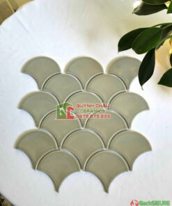 Gạch vảy cá màu xám mosaic cao cấp