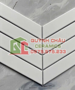 Gạch mosaic hình xương cá trắng mờ