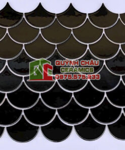 Gạch vỉ mosaic vảy cá màu đen bóng