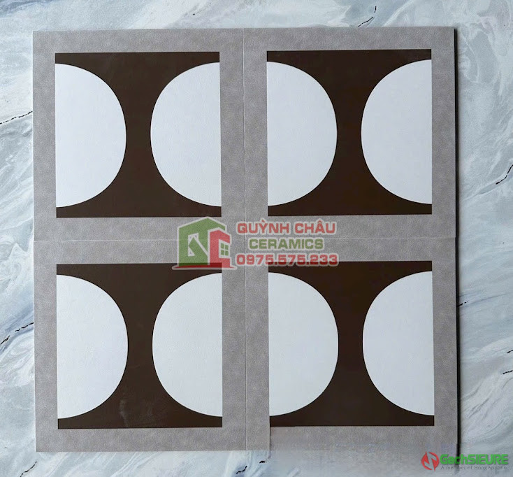 Gạch bông 30x30 màu nâu trắng cổ điển
